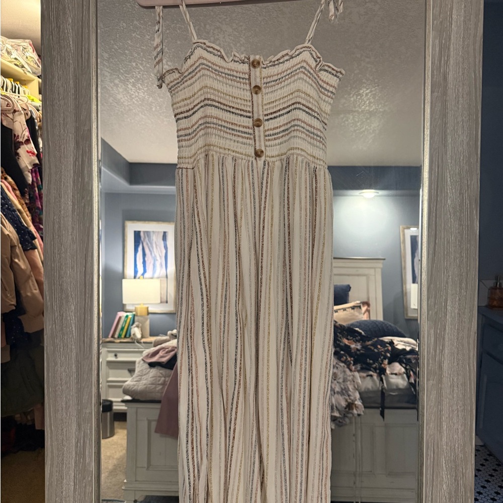 Striped Sleeveless Midi Dress with Buttons NWT Small
